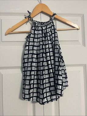 Old Navy Black and White Geometric Halter Dress - Girls